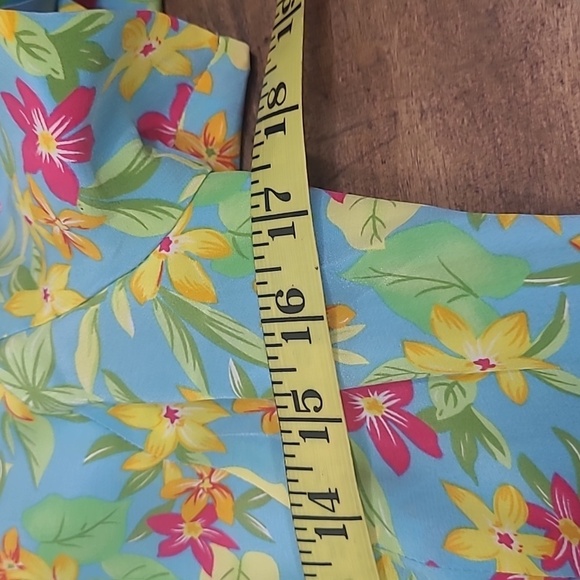 EUC Maggie London Women's sz 6 Vintage Tropical Floral 100% Silk Midi Dress - Picture 8 of 9